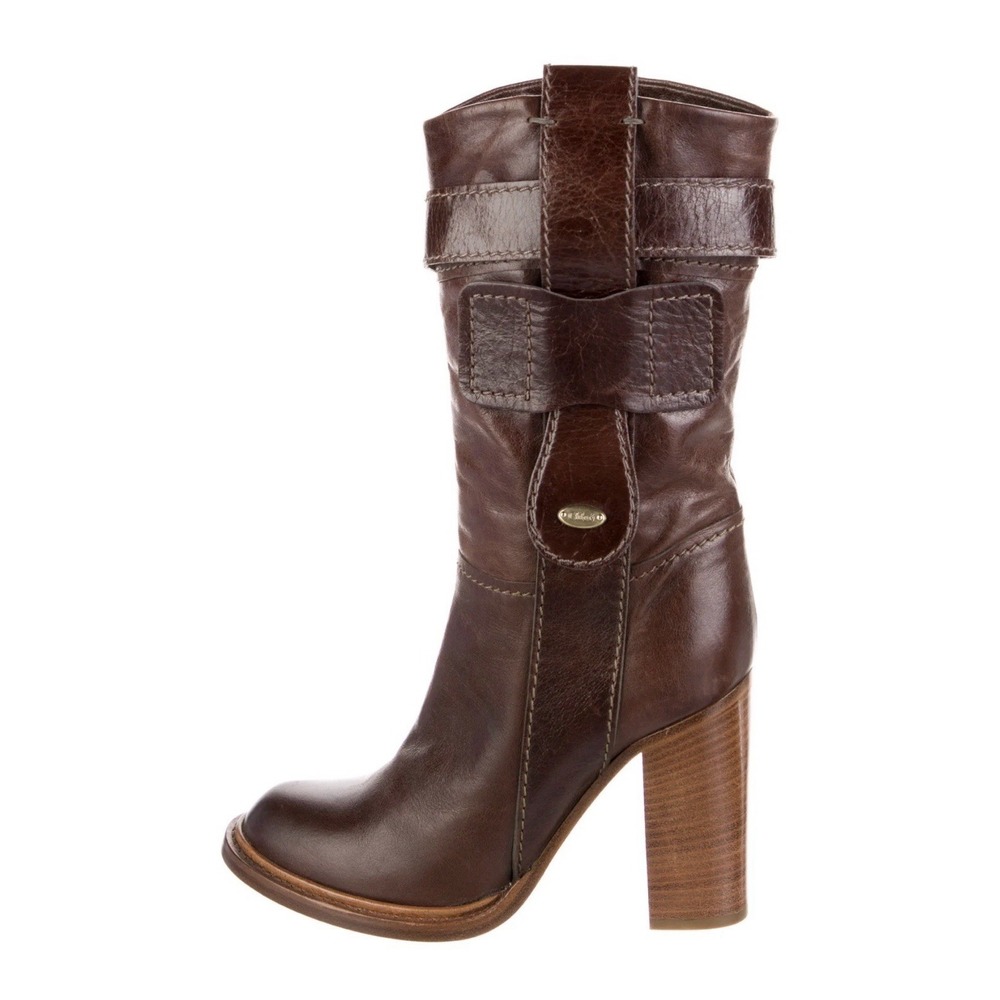 CHLOE Brown Leather Riding Boots‎ Size 37 Never Worn